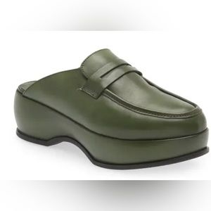 Free People Winston Platform Loafer Mule Green Size 37.5 U.S. 7.5